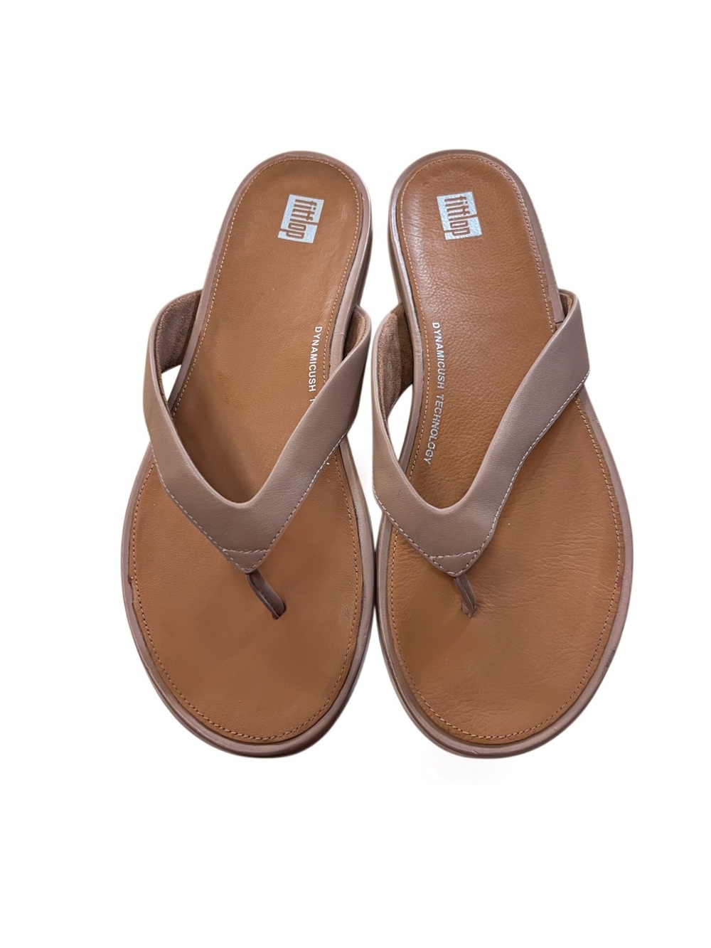 FitFlop Tan Leather Flip Flop Sandals Women's Sz 8
